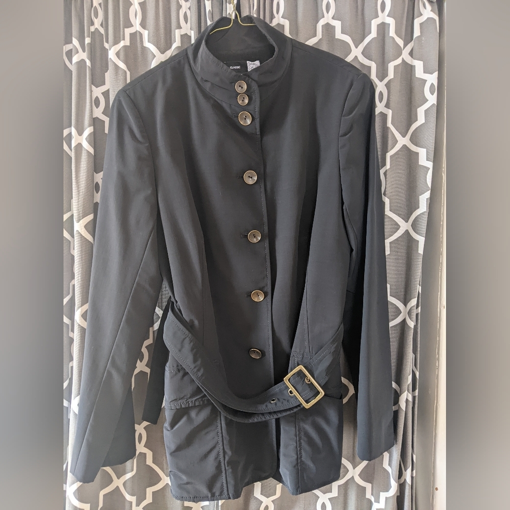 Wool Loro Piana Storm System Black Women’s Belted Stand-Collar Jacket Saks